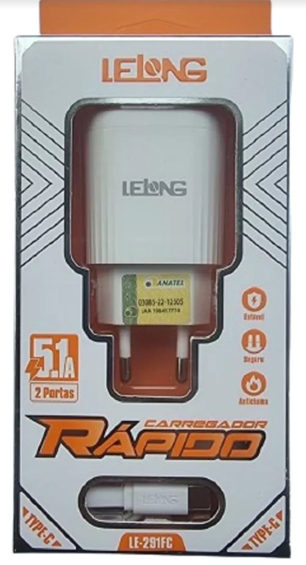 CARREGADOR COMPLETO LELONG 5.1A 2 PORTAS  LE-291FP
