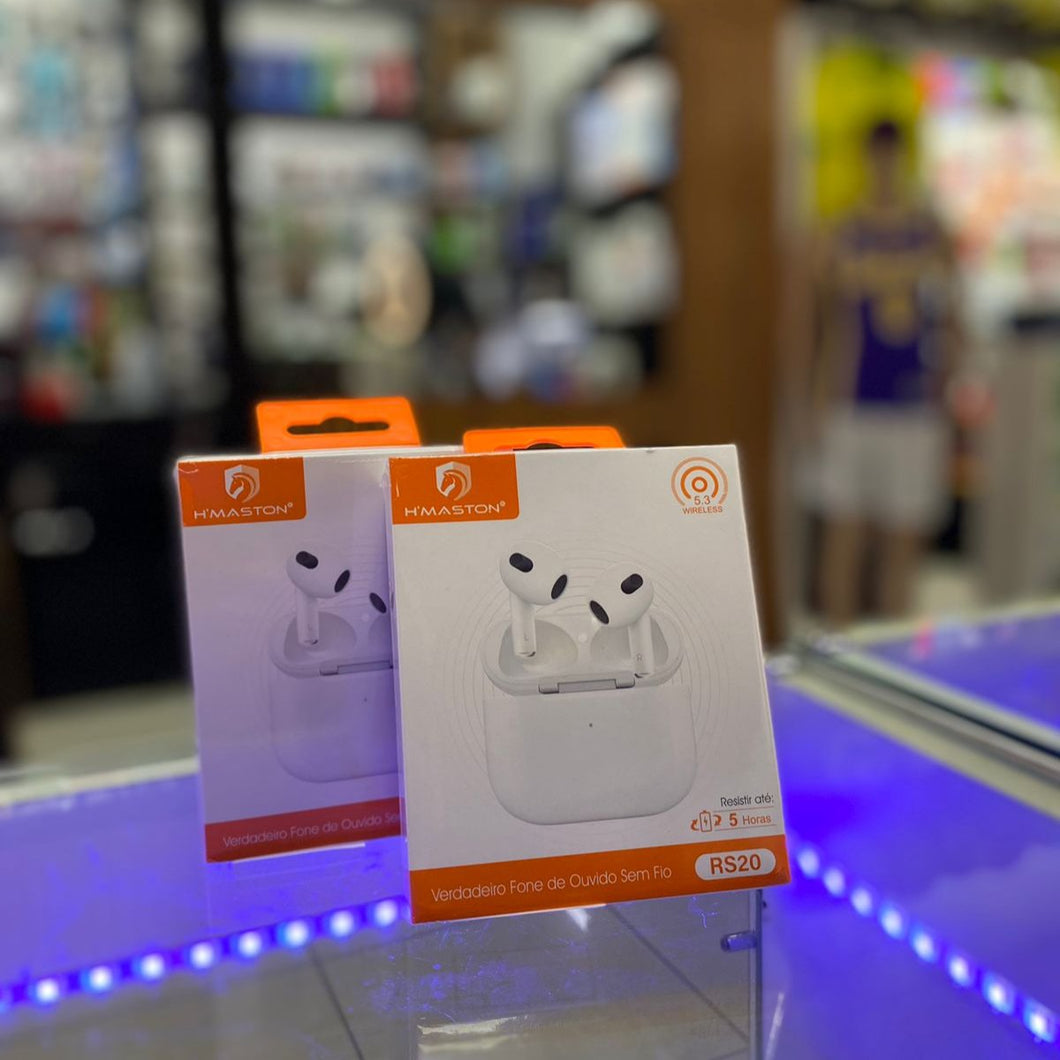 Fone Ouvido H'maston Rs20 Bluetooth 5.3 Bateria 5hs Cor Branco